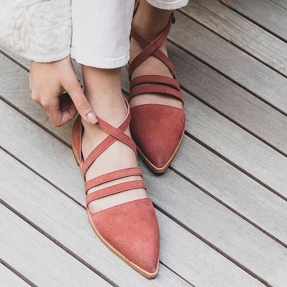 Frye Shoes - NWOB Frye Kenzie rose suede strappy flats, 6.5